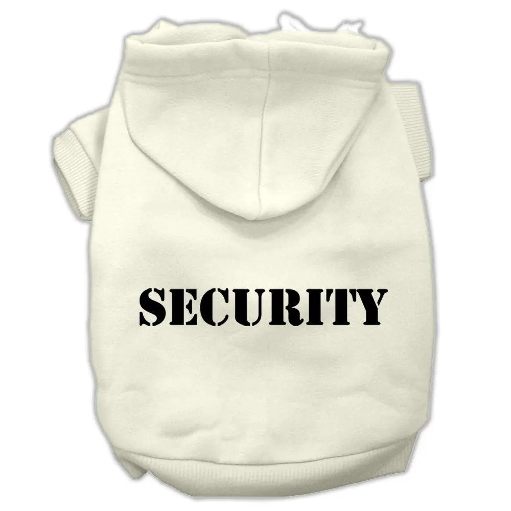 Security Screen Print Pet Hoodies Cream Size W/ Black Size Text Med Default Title
