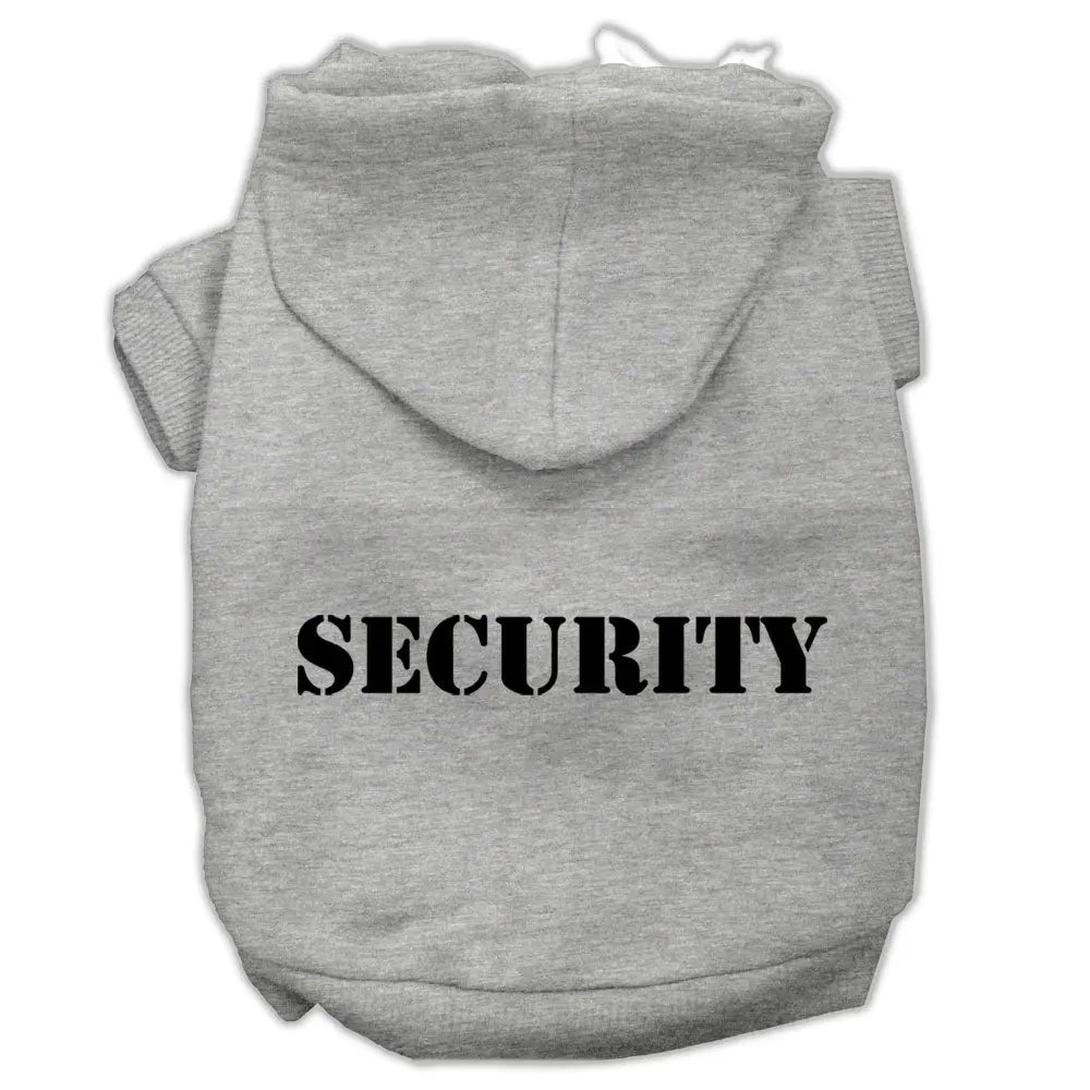 Security Screen Print Pet Hoodies Grey Size W/ Black Size Text Med Default Title