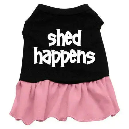 Shed-Happens-Screen-Print-Dress-Black-With-Light-Pink-Lg-GreatEagleInc-318621368