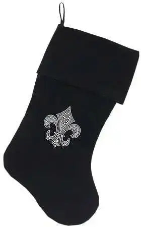 Silver-Fleur-De-Lis-Rhinestone-18-Inch-Velvet-Christmas-Stocking-Black-GreatEagleInc-319866820