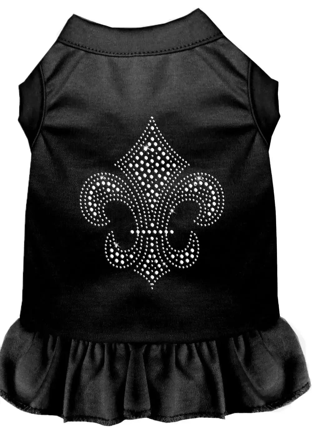Silver-Fleur-De-Lis-Rhinestone-Dress-Black-Lg-GreatEagleInc-320218415