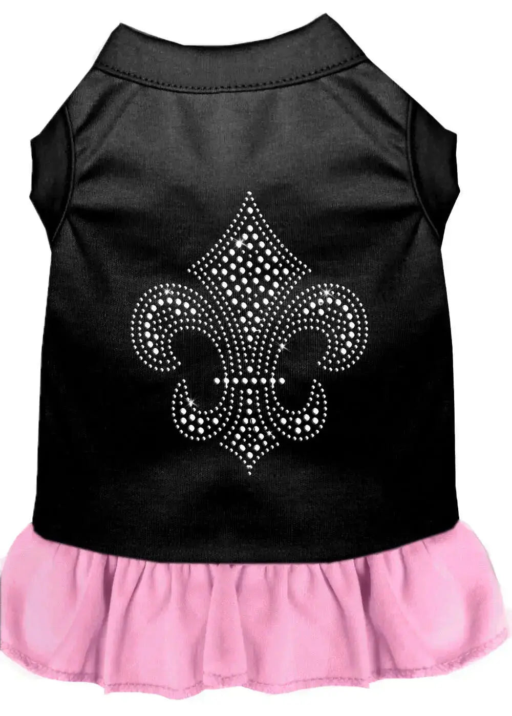 Silver-Fleur-De-Lis-Rhinestone-Dress-Black-With-Light-Pink-Med-GreatEagleInc-320217492