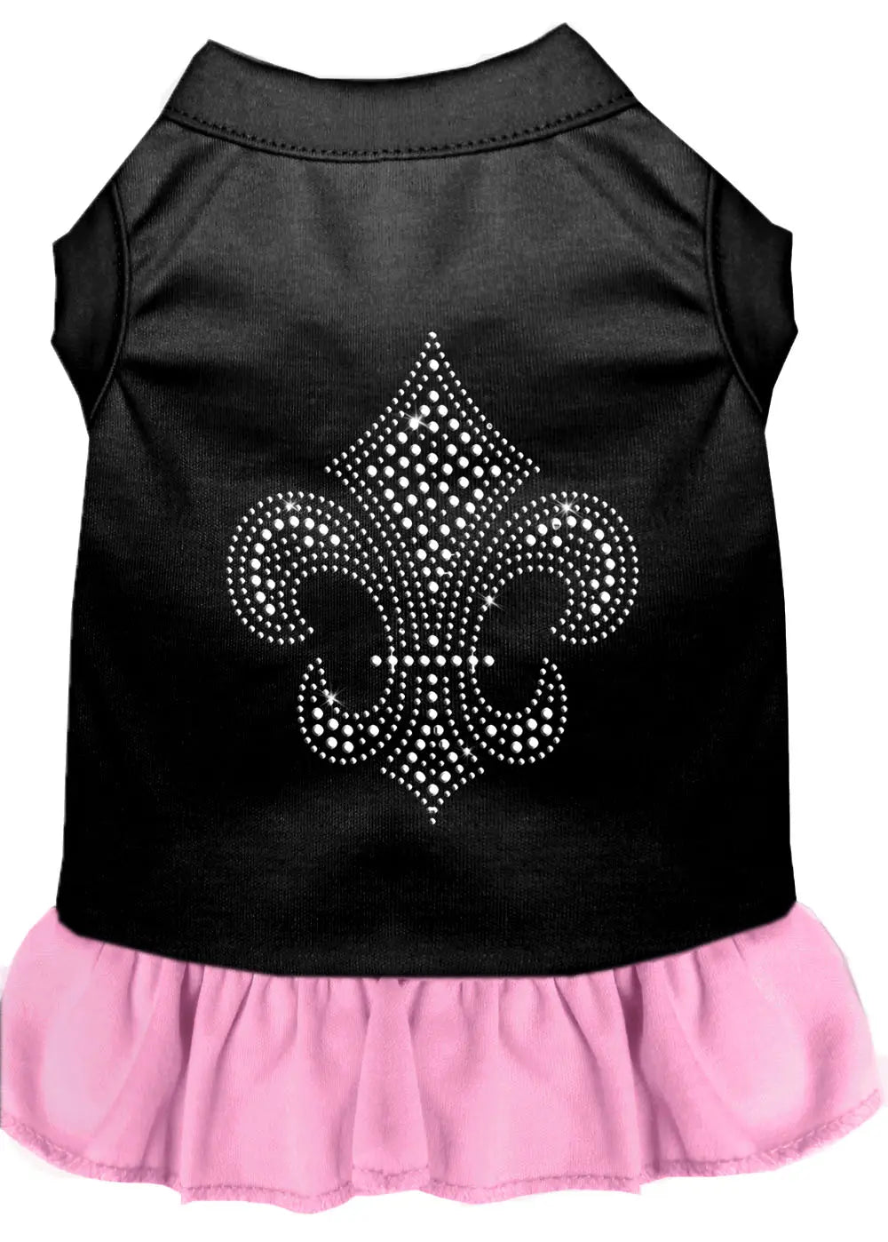 Silver Fleur De Lis Rhinestone Dress Black With Light Pink Xl Default Title