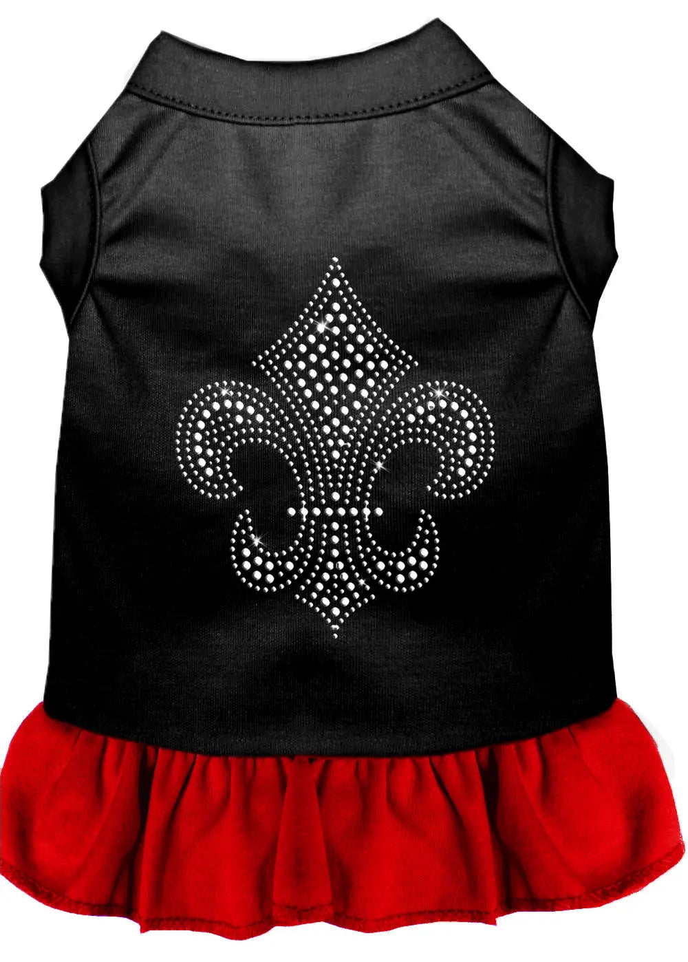 Silver Fleur De Lis Rhinestone Dress Black With Red Med Default Title