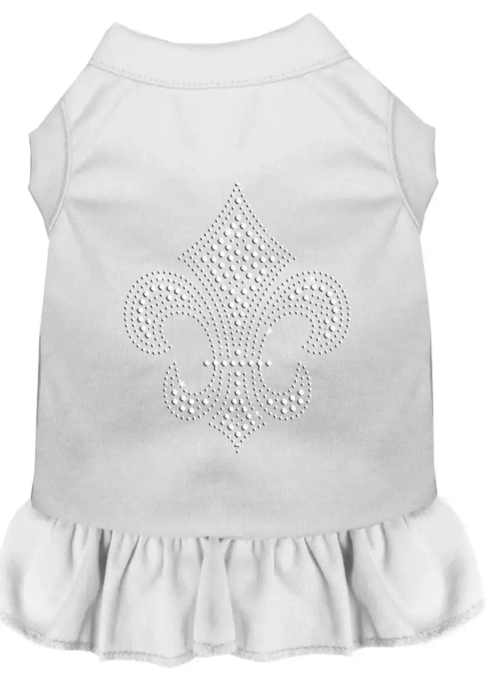 Silver-Fleur-De-Lis-Rhinestone-Dress-White-Sm-GreatEagleInc-320215828