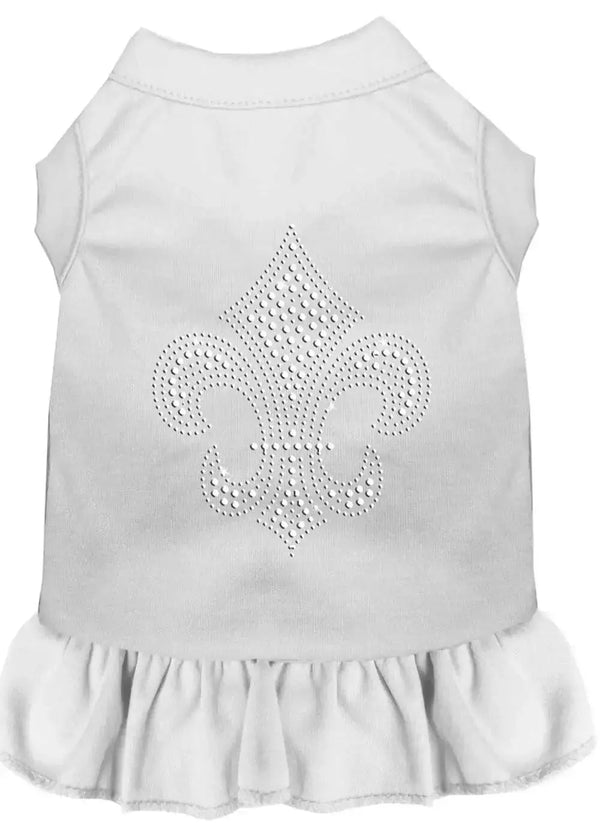 Silver-Fleur-De-Lis-Rhinestone-Dress-White-Xs-GreatEagleInc-318613516