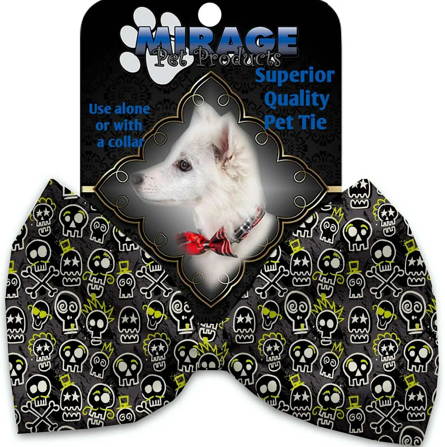 Skater-Skulls-Pet-Bow-Tie-Collar-Accessory-With-Velcro-GreatEagleInc-318791971