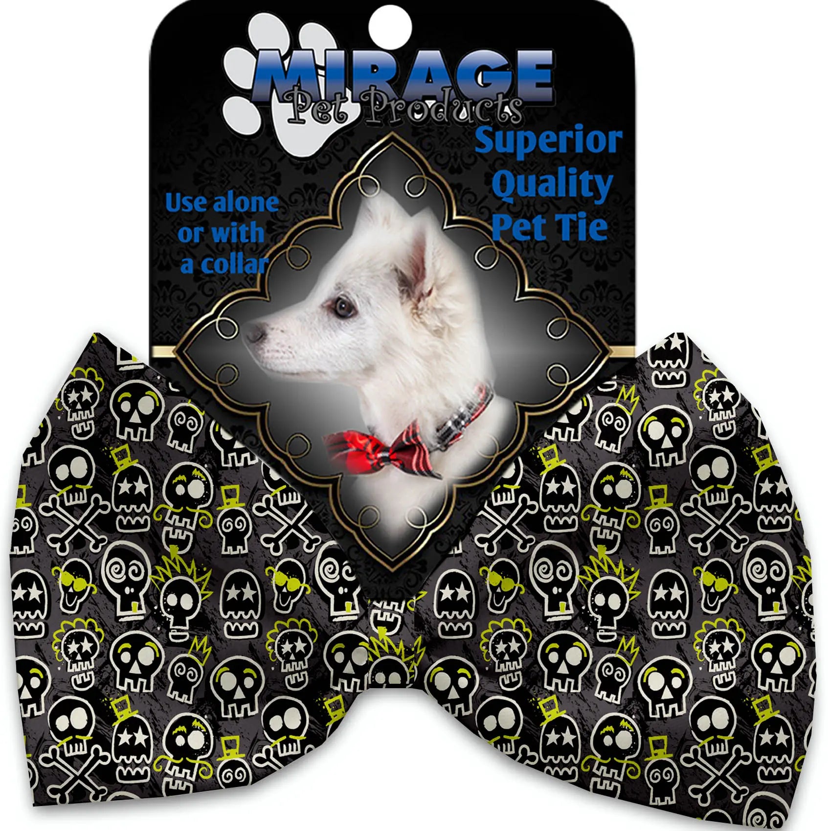 Skater Skulls Pet Bow Tie Collar Accessory With Velcro Default Title