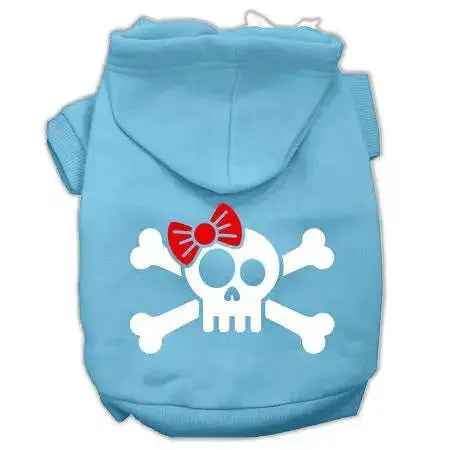 Skull-Crossbone-Bow-Screen-Print-Pet-Hoodies-Baby-Blue-Size-Lg-GreatEagleInc-333743476