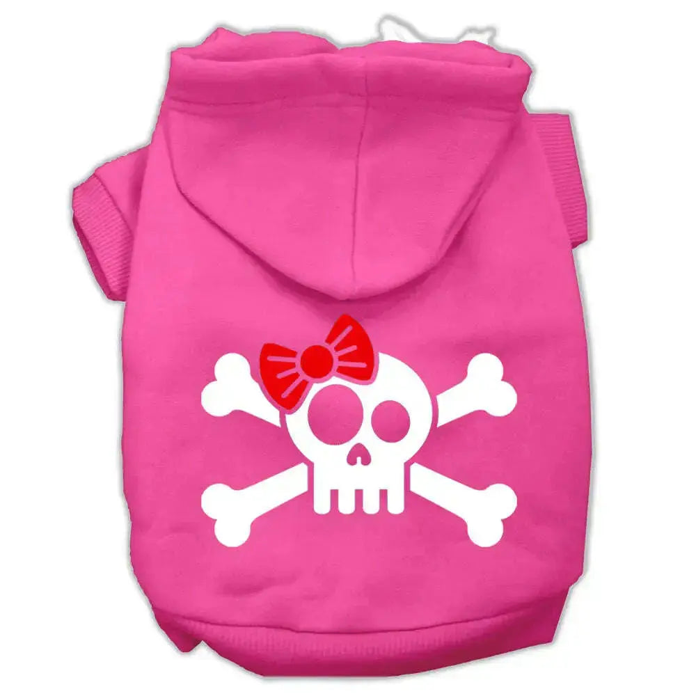 Skull-Crossbone-Bow-Screen-Print-Pet-Hoodies-Bright-Pink-Size-Sm-GreatEagleInc-333742856