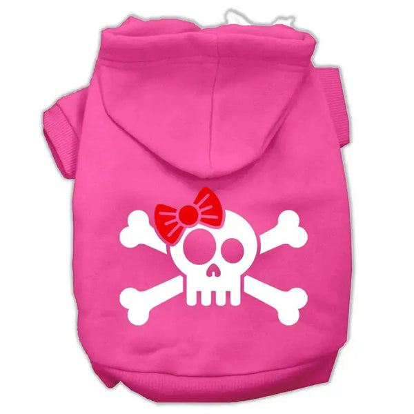 Skull-Crossbone-Bow-Screen-Print-Pet-Hoodies-Bright-Pink-Size-Xl-GreatEagleInc-333742410
