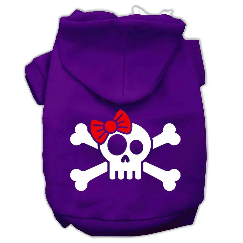 Skull-Crossbone-Bow-Screen-Print-Pet-Hoodies-Purple-Size-Sm-GreatEagleInc-333742615