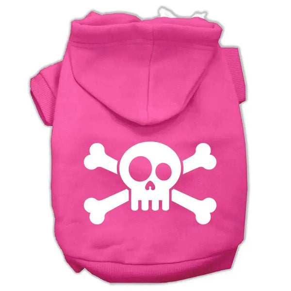 Skull-Crossbone-Screen-Print-Pet-Hoodies-Bright-Pink-Size-Lg-GreatEagleInc-333741429