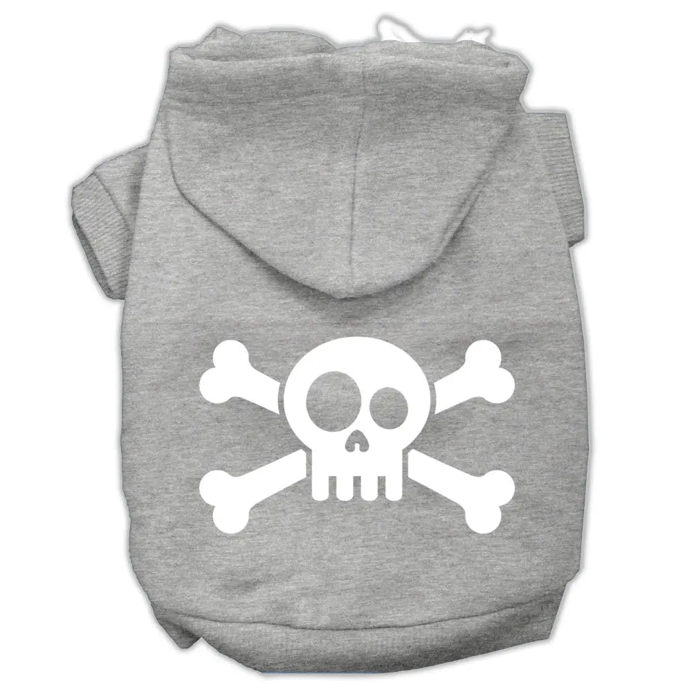 Skull Crossbone Screen Print Pet Hoodies Grey Size Sm Default Title