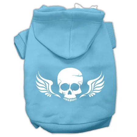 Skull Wings Screen Print Pet Hoodies Baby Blue Size Xl Default Title