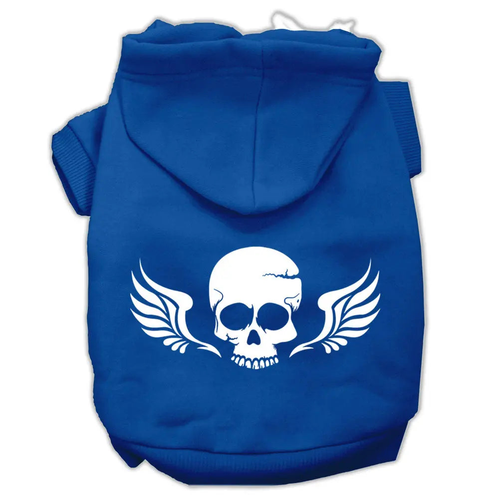 Skull Wings Screen Print Pet Hoodies Blue Size Xl Default Title