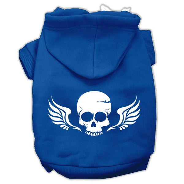 Skull Wings Screen Print Pet Hoodies Blue Size Xxxl Default Title