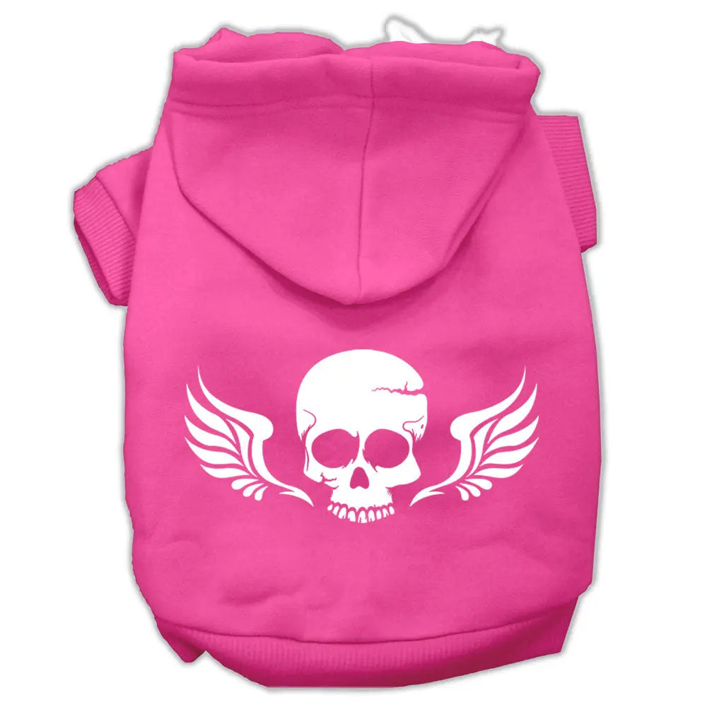 Skull Wings Screen Print Pet Hoodies Bright Pink Size Xs Default Title