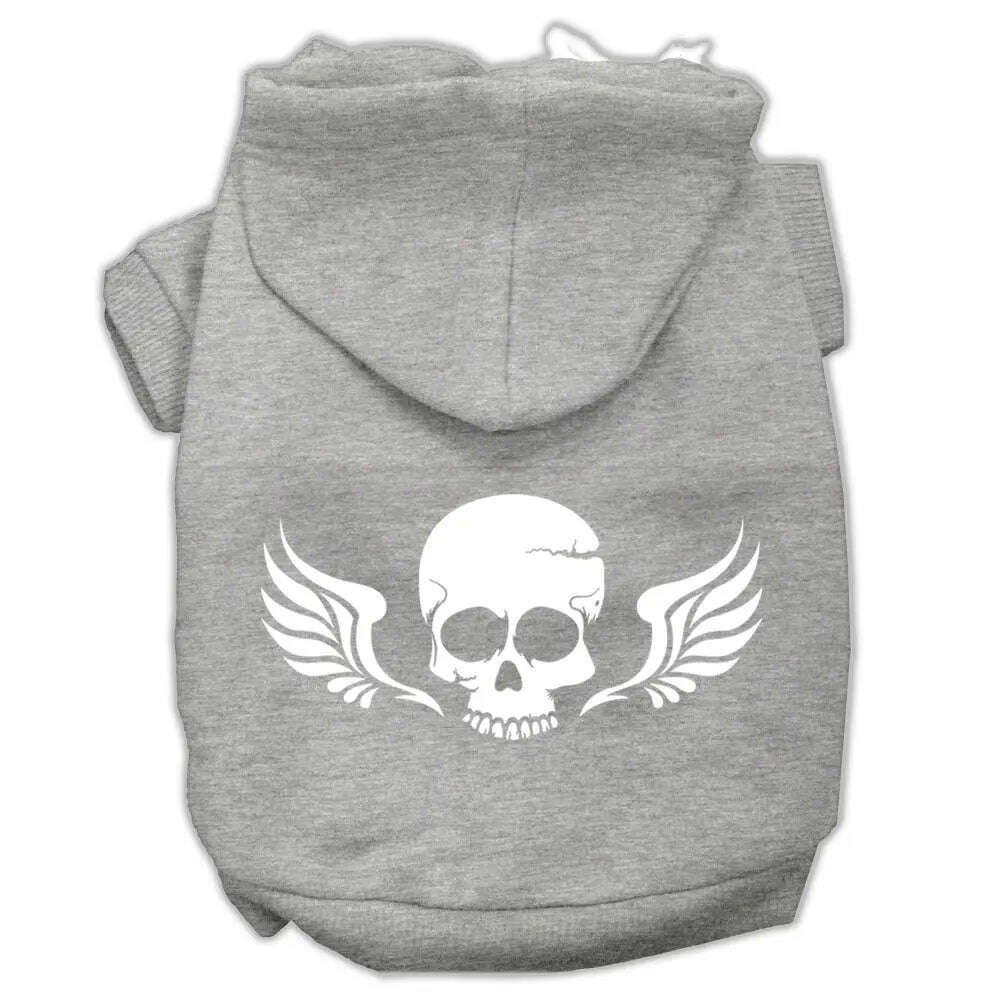 Skull-Wings-Screen-Print-Pet-Hoodies-Grey-Size-Lg-GreatEagleInc-319901577