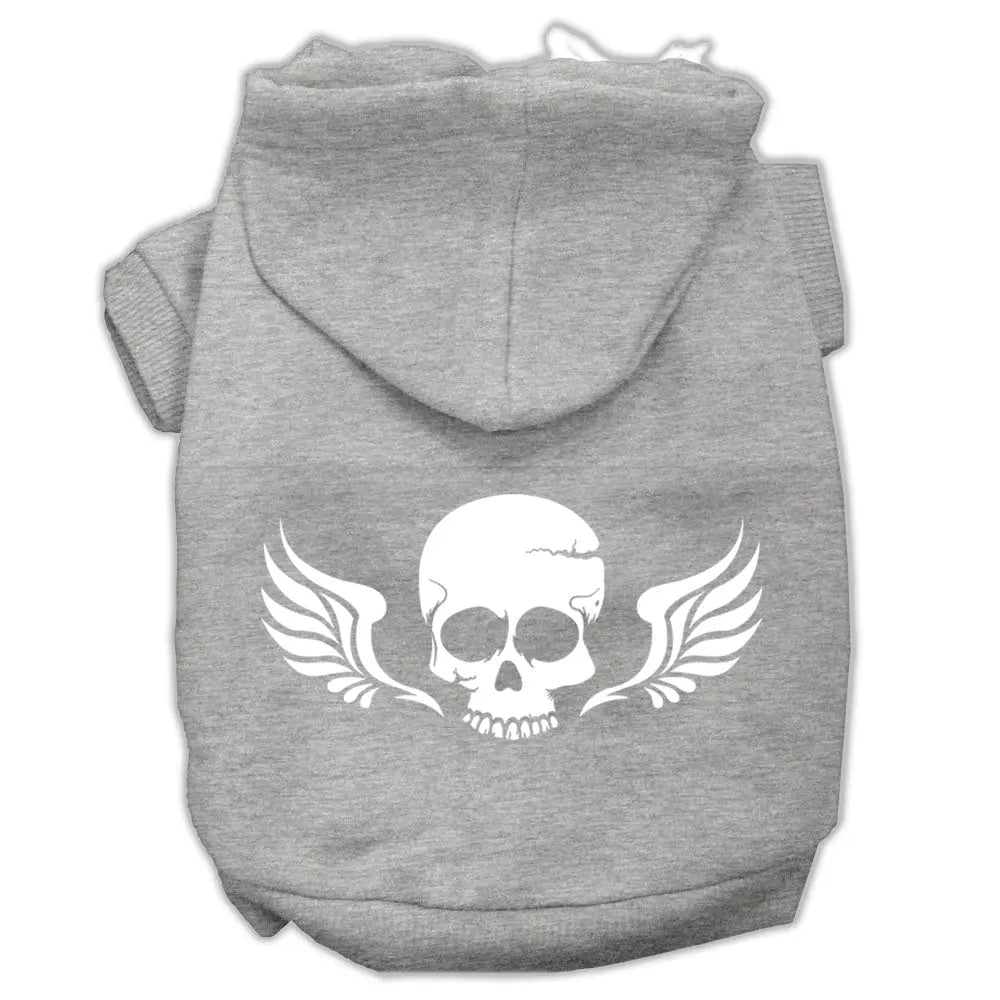 Skull Wings Screen Print Pet Hoodies Grey Size Sm Default Title