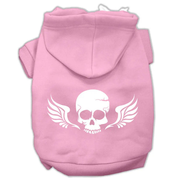 Skull Wings Screen Print Pet Hoodies Light Pink Size Lg Default Title