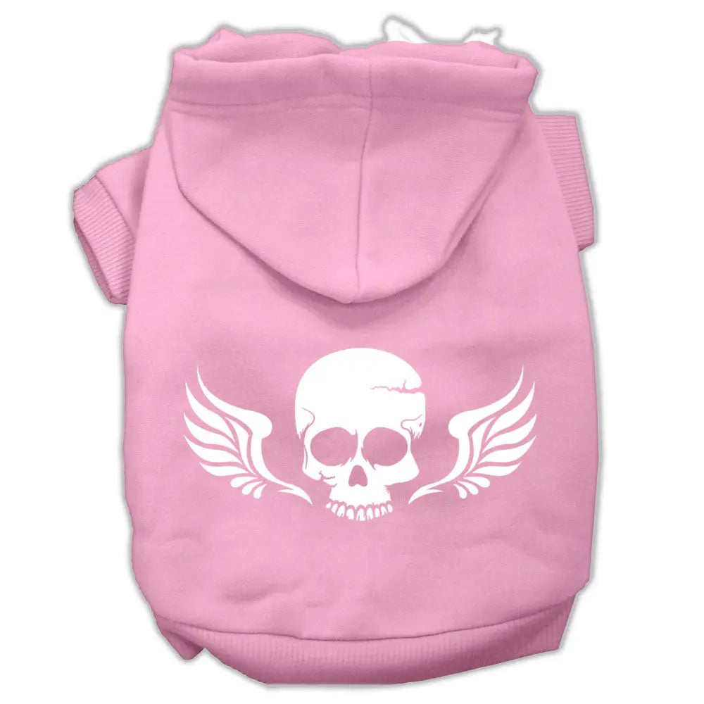 Skull Wings Screen Print Pet Hoodies Light Pink Size Xl Default Title