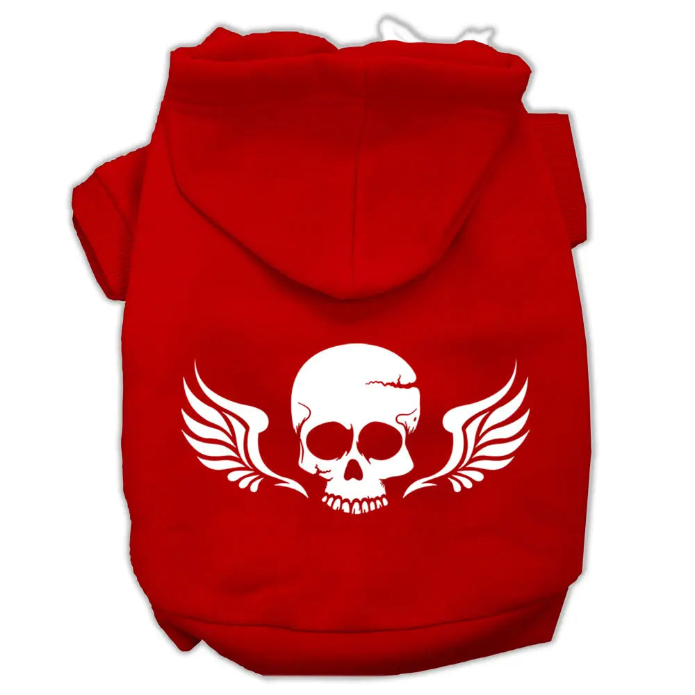 Skull Wings Screen Print Pet Hoodies Red Size Xs Default Title