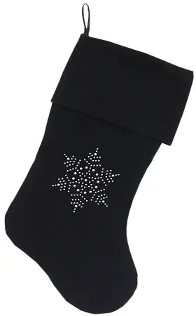 Snowflake Rhinestone 18 Inch Velvet Christmas Stocking Black Default Title