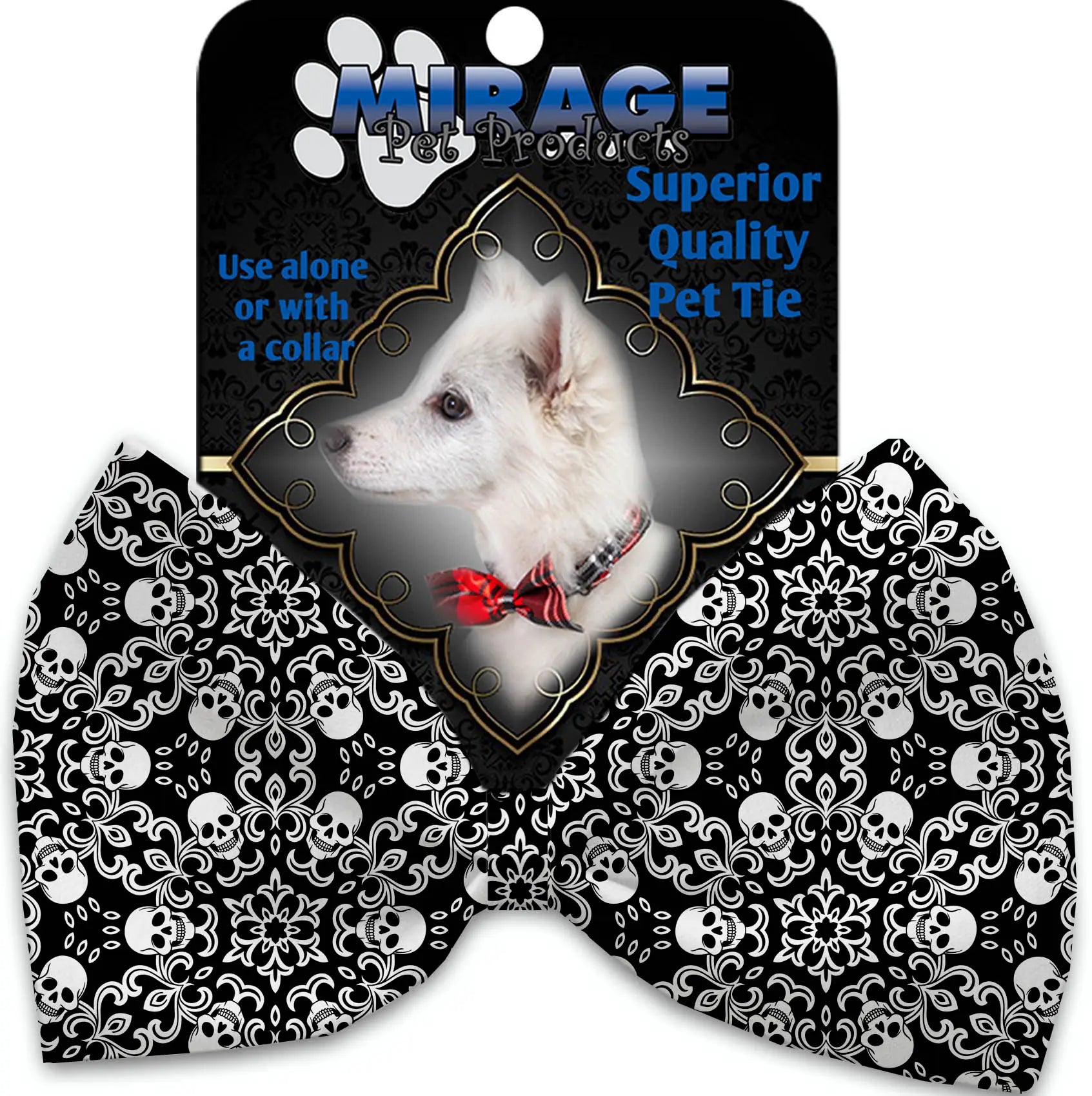 Spinning Skulls Pet Bow Tie Collar Accessory With Velcro Default Title