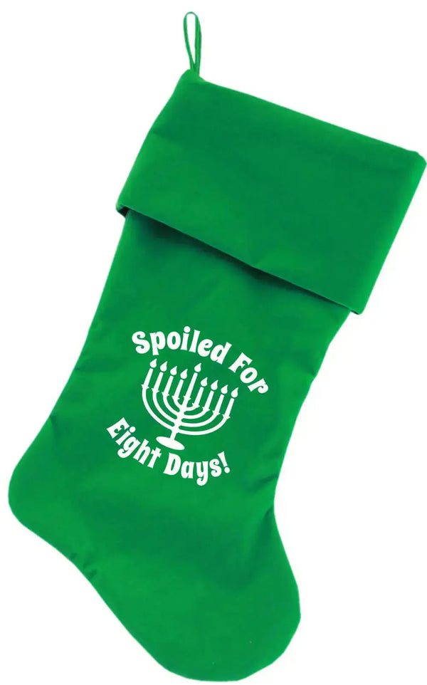 Spoiled-For-8-Days-Screen-Print-18-Inch-Velvet-Christmas-Stocking-Green-GreatEagleInc-333734017