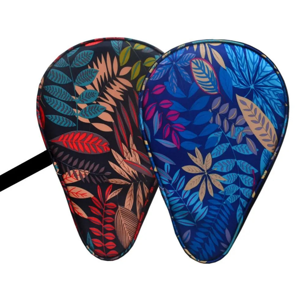 Sport Supplies Protective Cover Leaves Pattern Ping Pong Paddles Case Calabash Shape With Belt Table Tennis Rackets Bag