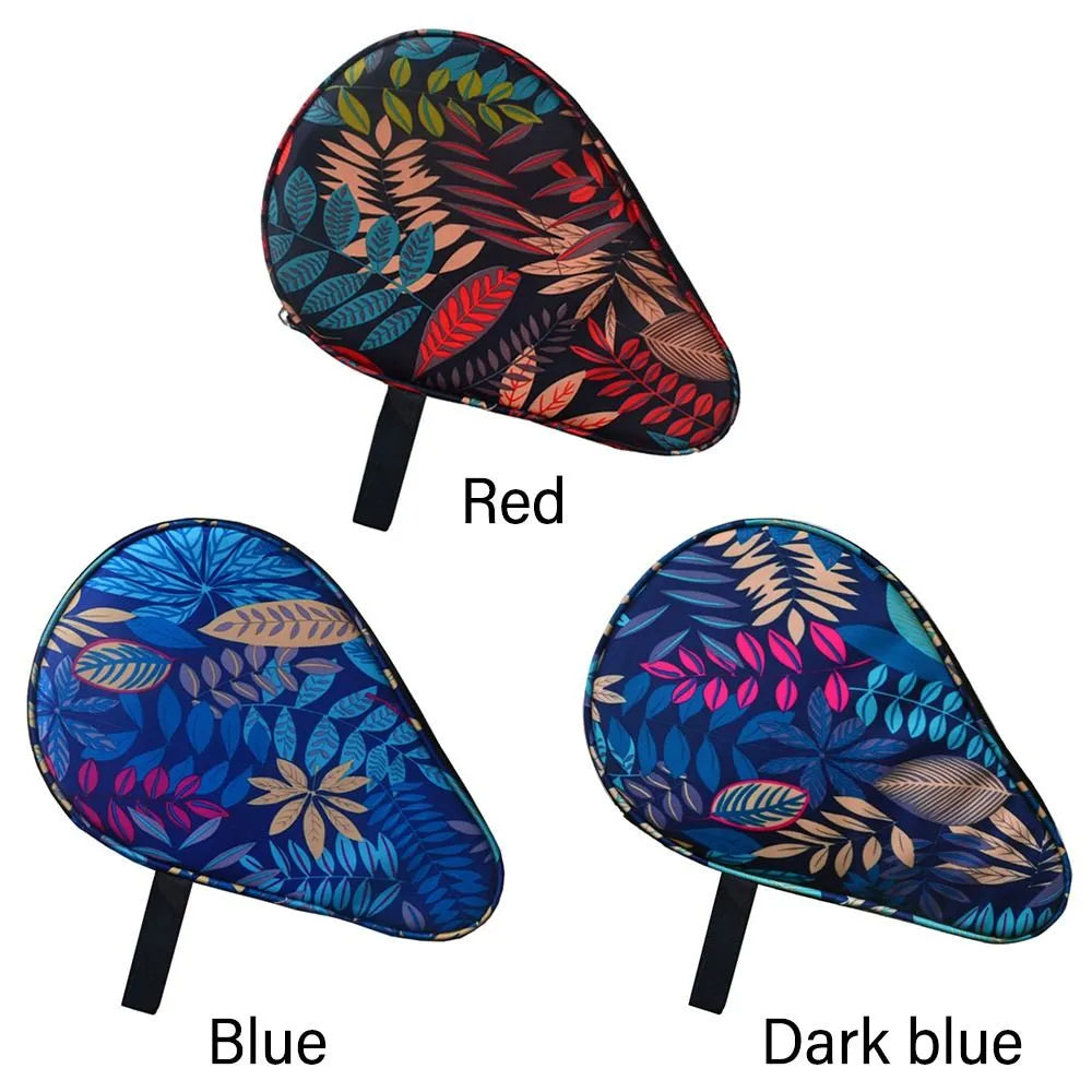 Sport Supplies Protective Cover Leaves Pattern Ping Pong Paddles Case Calabash Shape With Belt Table Tennis Rackets Bag