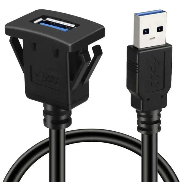 Square-Single-Port-USB-3.0-Panel-Flush-Mount-Extension-Cable-with-Buckle-for-Car-Truck-Boat-Motorcycle-Dashboard-3ft-GreatEagleInc-334029317