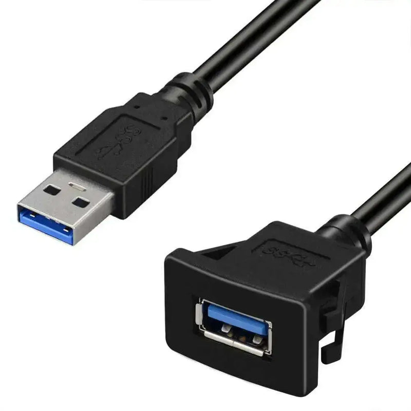 Square-Single-Port-USB-3.0-Panel-Flush-Mount-Extension-Cable-with-Buckle-for-Car-Truck-Boat-Motorcycle-Dashboard-3ft-GreatEagleInc-334029647