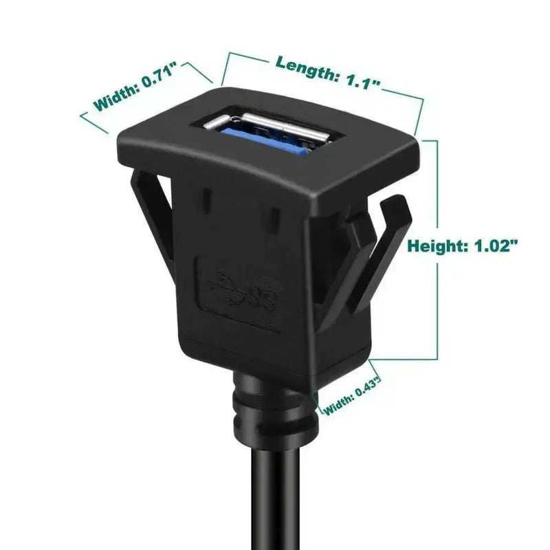 Square-Single-Port-USB-3.0-Panel-Flush-Mount-Extension-Cable-with-Buckle-for-Car-Truck-Boat-Motorcycle-Dashboard-3ft-GreatEagleInc-334029795