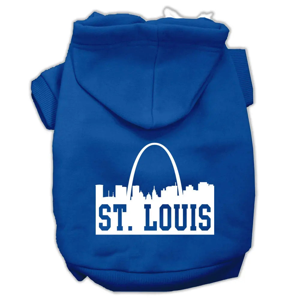 St Louis Skyline Screen Print Pet Hoodies Blue Size Lg Default Title