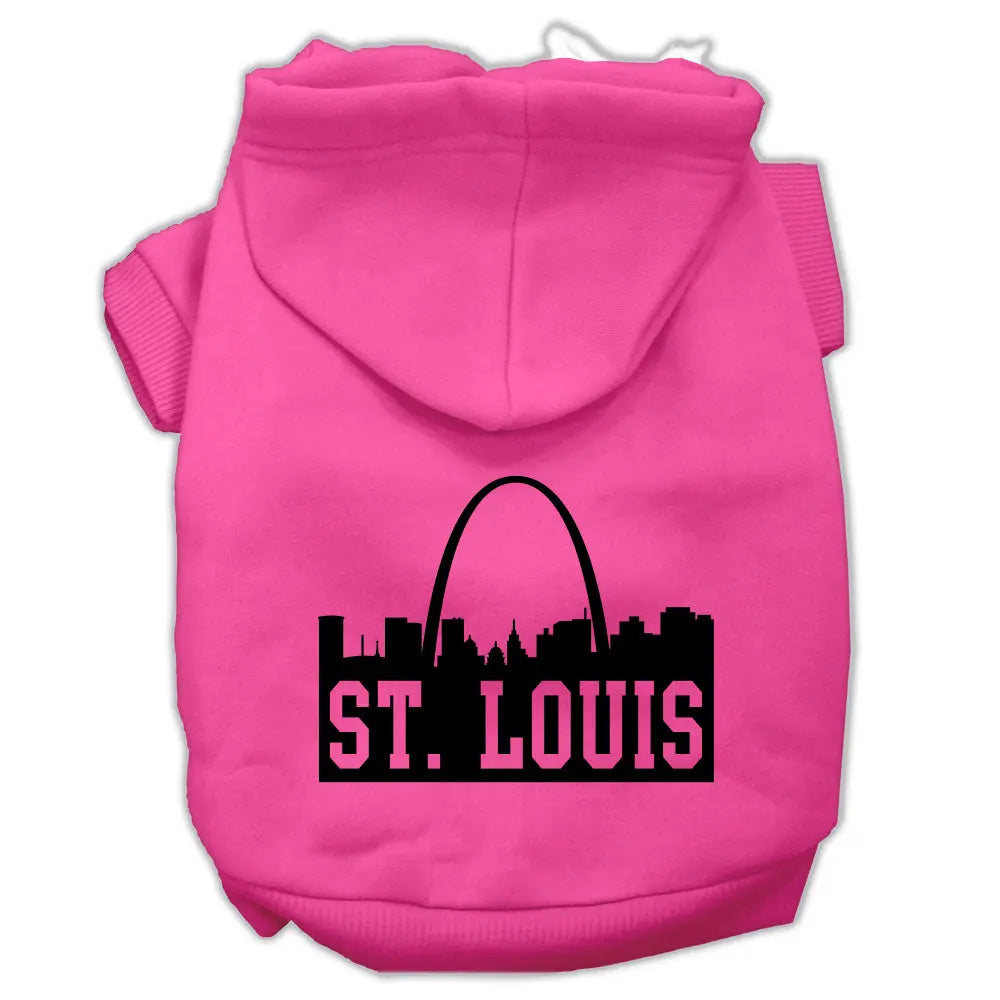 St Louis Skyline Screen Print Pet Hoodies Bright Pink Size Lg Default Title