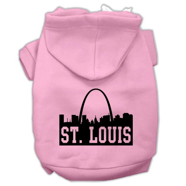 St Louis Skyline Screen Print Pet Hoodies Light Pink Size Xxxl Default Title