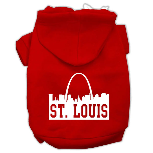 St Louis Skyline Screen Print Pet Hoodies Red Size Xs Default Title