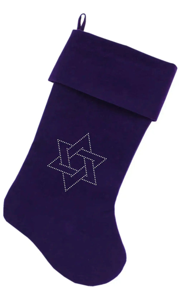 Star-Of-David-Rhinestone-18-Inch-Velvet-Christmas-Stocking-Purple-GreatEagleInc-319867574