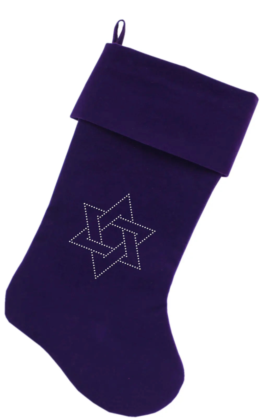 Star Of David Rhinestone 18 Inch Velvet Christmas Stocking Purple Default Title
