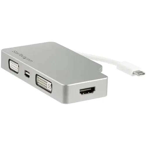 StarTech.com-USB-C-Multiport-Video-Adapter-4-in-1-USB-C-to-DVI-HDMI-VGA-mDP-Video-Adapter-Silver-4K-30-Hz-CDPVGDVHDMDP-StarTech.com-318510129