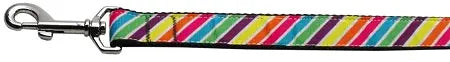 Striped Rainbow Nylon Ribbon Collars 1 Wide 6ft Leash Default Title