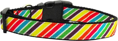 Striped Rainbow Nylon Ribbon Collars Large Default Title
