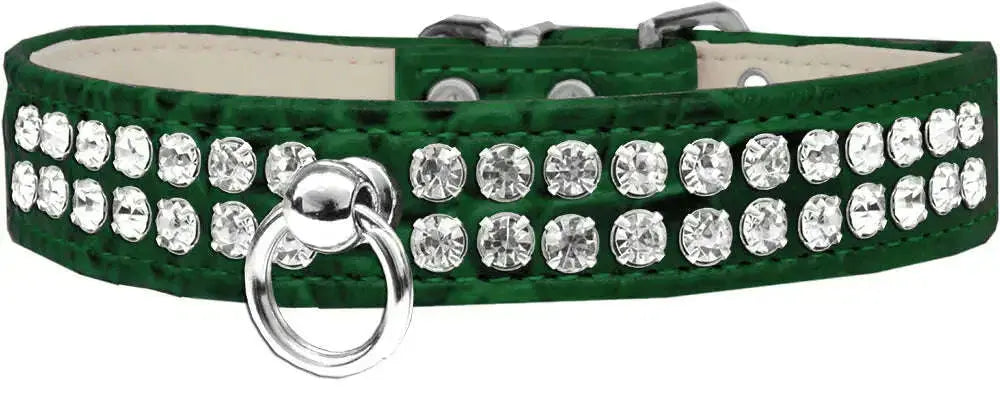 Style-_72-Rhinestone-Designer-Croc-Dog-Collar-Emerald-Green-Size-18-GreatEagleInc-334354138