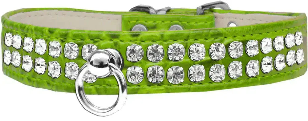 Style-_72-Rhinestone-Designer-Croc-Dog-Collar-Lime-Green-Size-20-GreatEagleInc-334355822