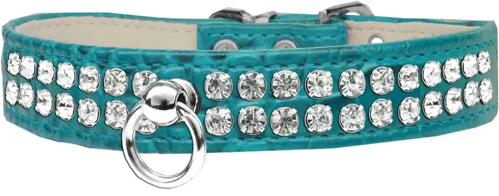 Style-_72-Rhinestone-Designer-Croc-Dog-Collar-Turquoise-Size-22-GreatEagleInc-334358369
