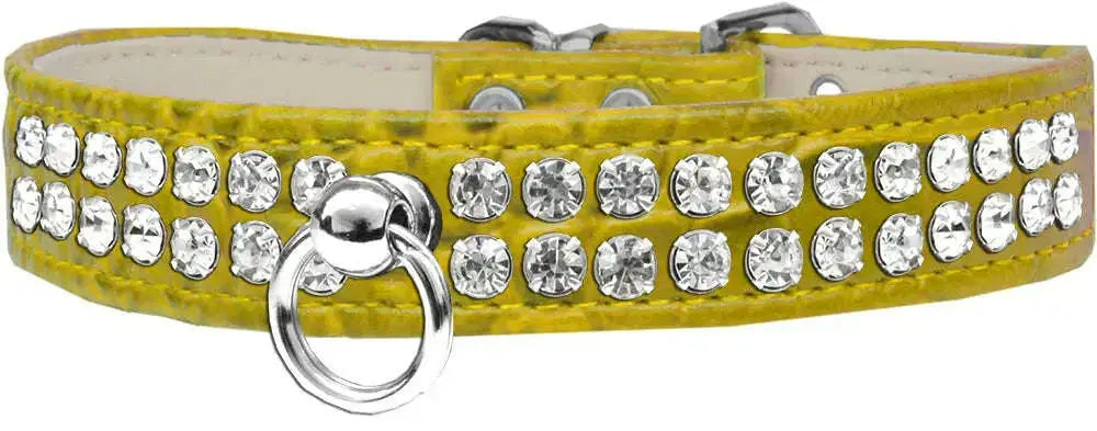 Style-_72-Rhinestone-Designer-Croc-Dog-Collar-Yellow-Size-22-GreatEagleInc-334359946