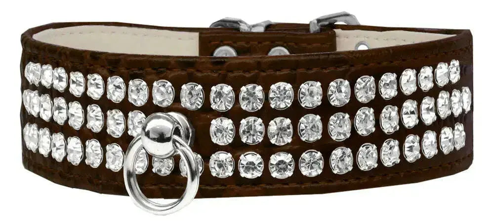 Style-_73-Rhinestone-Designer-Croc-Dog-Collar-Chocolate-Size-10-GreatEagleInc-334360931