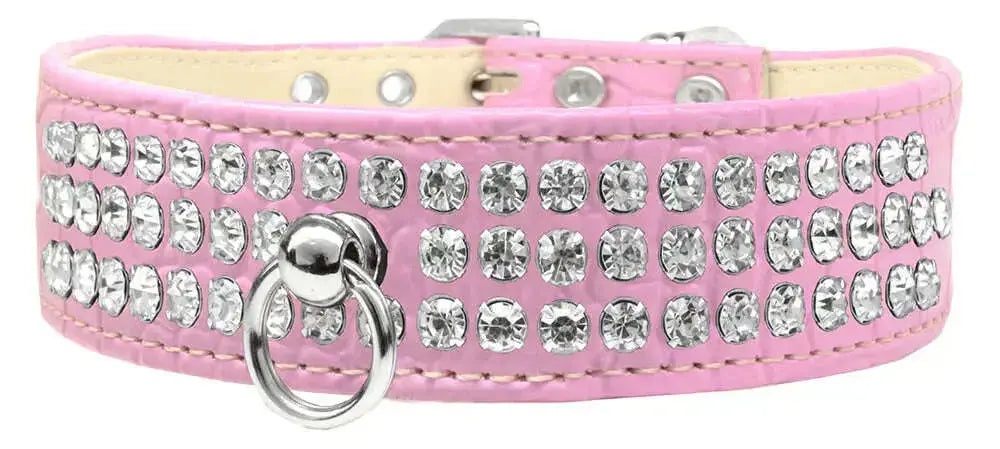 Style-_73-Rhinestone-Designer-Croc-Dog-Collar-Light-Pink-Size-16-GreatEagleInc-334363632